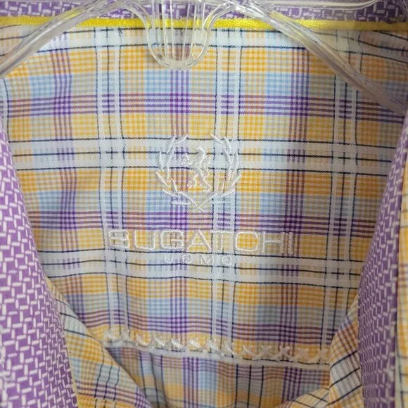 CLEARANCE - Men's Bugatchi Julian Shaped Fit Plaid Linen Shirt (Size: S/M) - Picture 5 of 12